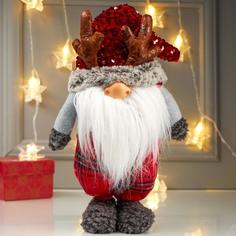 Новогодняя фигурка Дедушка в колпаке с пайетками и рожками 4822657 1 шт. No Brand