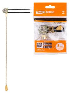 Сонетка-выключатель для бра с цепочкой 3А 250В золото TDM SQ1806-0226