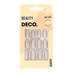 Набор накладных ногтей DECO. GLOSSY beige 196673 24 шт + клеевые стикеры 24 шт