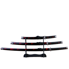 Сув. изделие катаны 3в1 на подставке, ножны дерево, черные с дымкой глянец 54/81/100см No Brand