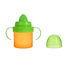 Поильник детский с твёрдым носиком, с ручками, 150 мл, цвет оранжевый/зеленый Mum&Baby