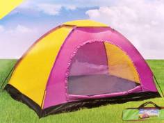 Палатка Импортные товары 200х150 см, кемпинговая, 4 места, желтый/розовый