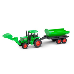 Машинка инерционная Handers Трактор с ковшом и прицепом длина 32 см HAC1608-137-зелен