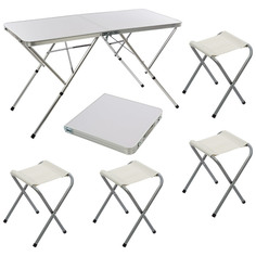 КОМПЛЕКТ В поход: стол складной 120x60x68.5 см и 4 стула 993089 No Brand