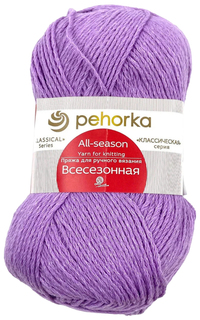Пряжа Пехорка Всесезонная (389), светлая фиалка, 5 шт. по 100 г