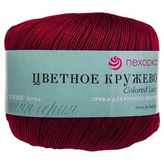 Пряжа Пехорка Цветное кружево (07), бордовый, 5 шт. по 50 г