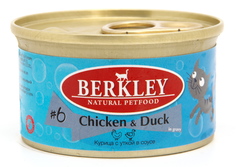 Влажный корм для кошек Berkley № 6 с курицей и уткой, 85г