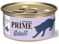Консервы для кошек PRIME MEAT ADULT CAT с курицей и ягненком, 75г P.R.I.M.E.