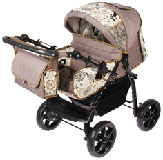 Коляска-трансформер Гном, пластиковые колёса, оттенки коричневого, рисунок МИКС Стек