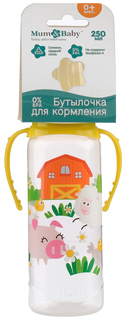 Бутылочка для кормления Весёлая ферма с ручками, 250 мл, от 0 мес., цвет жёлтый Mum&Baby