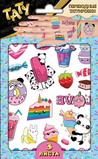 Наклейки - татуировки переводные ND Play Вкусняшки, 3 листа Свежий ветер