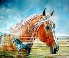 Алмазная мозаика картина стразами Лошади, 30х40 см No Brand