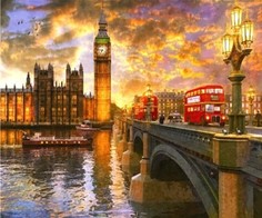 Алмазная мозаика картина стразами Вестминстерский мост, 50х65 см No Brand
