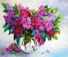 Алмазная мозаика картина стразами Букет сирени в вазе, 30х40 см No Brand
