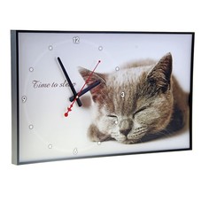 Часы-картина настенные, серия: Животные, "Серая кошка", плавный ход, 57 х 35 х 4 см, микс No Brand