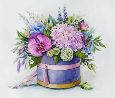 Алмазная мозаика картина стразами Короб с цветами, 30х40 см No Brand