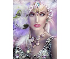 Алмазная мозаика картина стразами Девушка с волком, 50х65 см No Brand