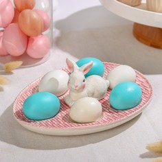 Подставка для яиц Доляна Зайка, 25×18×9 см, цвет розовый