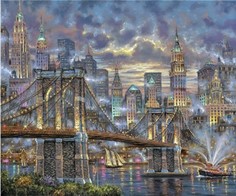 Алмазная мозаика картина стразами Бруклинский мост, 50х65 см No Brand