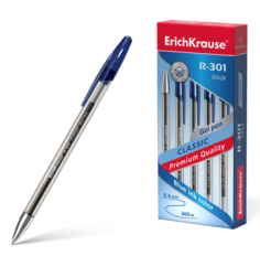 Ручка гелевая ErichKrause R-301 Classic Gel Stick 0.5, чернил синий (в коробке по 12 штук)