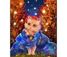 Алмазная мозаика картина стразами Котик со звёздами, 30х40 см No Brand