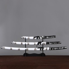 Сув. изделие катаны 3в1 на подставке, ножны дерево, белая дымка глянец 51/77/104см No Brand