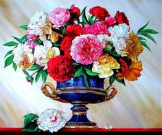 Алмазная мозаика картина стразами Натюрморт с пионами, 30х40 см No Brand