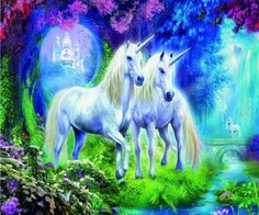 Алмазная мозаика картина стразами Единороги, 30х40 см No Brand