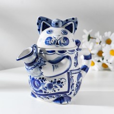 Молочник КОШКА, 20х11х16,5см, V-500мл, гжель No Brand