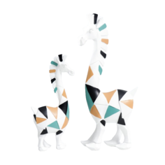 Сувенир полистоун 3D Белые кони. Цветная геометрия набор 2 шт 29х6х14 41,5х9х19 см No Brand
