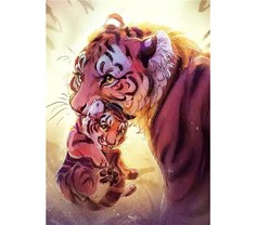 Алмазная мозаика картина стразами Тигрица с тигрёнком, 40х50 см No Brand