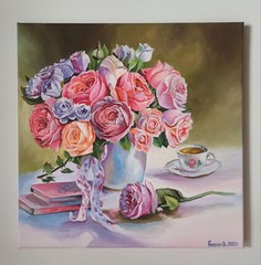 Алмазная мозаика картина стразами Натюрморт с розами, 30х40 см No Brand