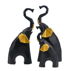 Сувенир полистоун 3D Черные слоны набор 3 шт 13,5х4,5х7,5 см 20х5,5х9,5 см 21х5,5х10 см No Brand
