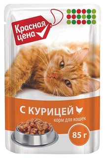 Влажный корм для кошек Красная цена курица в соусе, 85 г