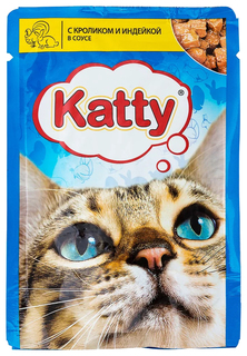 Влажный корм для кошек Katty с кроликом и индейкой в соусе, 85 г