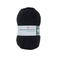 Пряжа для вязания Пехорка Зимняя Премьера 100г, 150м (меринос) (02-Черный), 10 мотков