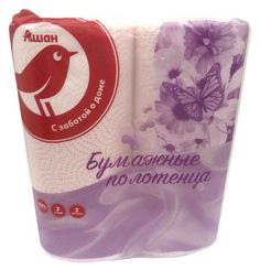 Бумажные полотенца АШАН Красная птица 2 слоя 2 рулона
