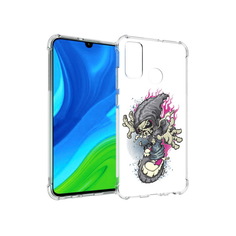 Чехол MyPads Tocco для Huawei P Smart (2020) нарисованный скелет на скейт борде