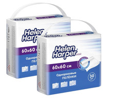 Впитывающие пеленки Helen Harper BASIC 60 х 60 30 шт., 2 упаковки