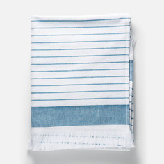 Полотенце Aisha Lord пештамаль, белое в голубую полоску, 50x90