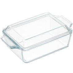 Форма для запекания стекло, 1 л, прямоугольная, с крышкой, Y4-3579 No Brand