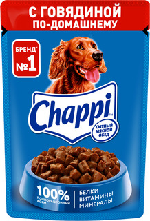 Влажный корм для собак Chappi Сытный мясной обед с говядиной по-домашнему, 85 г