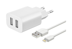 Сетевое зарядное устройство Deppa DEP-11291, 2xUSB, 2,1 A, white