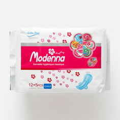 Прокладки Modenna 4 капли, удлинённые + ежедневные, классические, 12+5 шт.