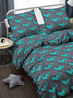 Комплект постельного белья Amore Mio 2-спальный, микрофибра, сердца, 2 наволочки 70х70