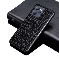 Чехол-бампер MyPads для Realme C35 на пластиковой основе под кожу крокодила черный No Brand