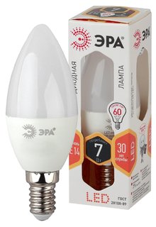 Лампа светодиодная Эра STD LED B35-7W-827-E14 свеча, тёплый, белый, 7 Вт ERA
