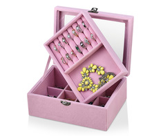 Двухуровневая розовая шкатулка для хранения украшений Leader S1521-Pink