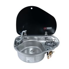 Варочная панель с мойкой и смесителем Libhof MO 8821L Tap Black для автодомов и яхт