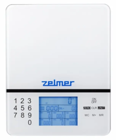 Весы кухонные Zelmer ZKS1500N белый, голубой